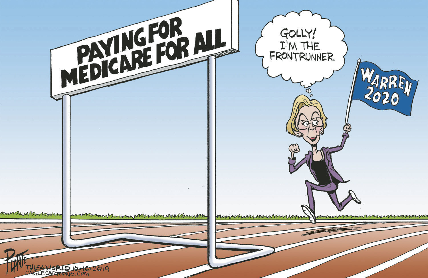Bruce Plante Cartoon: Elizabeth Warren's hurdle